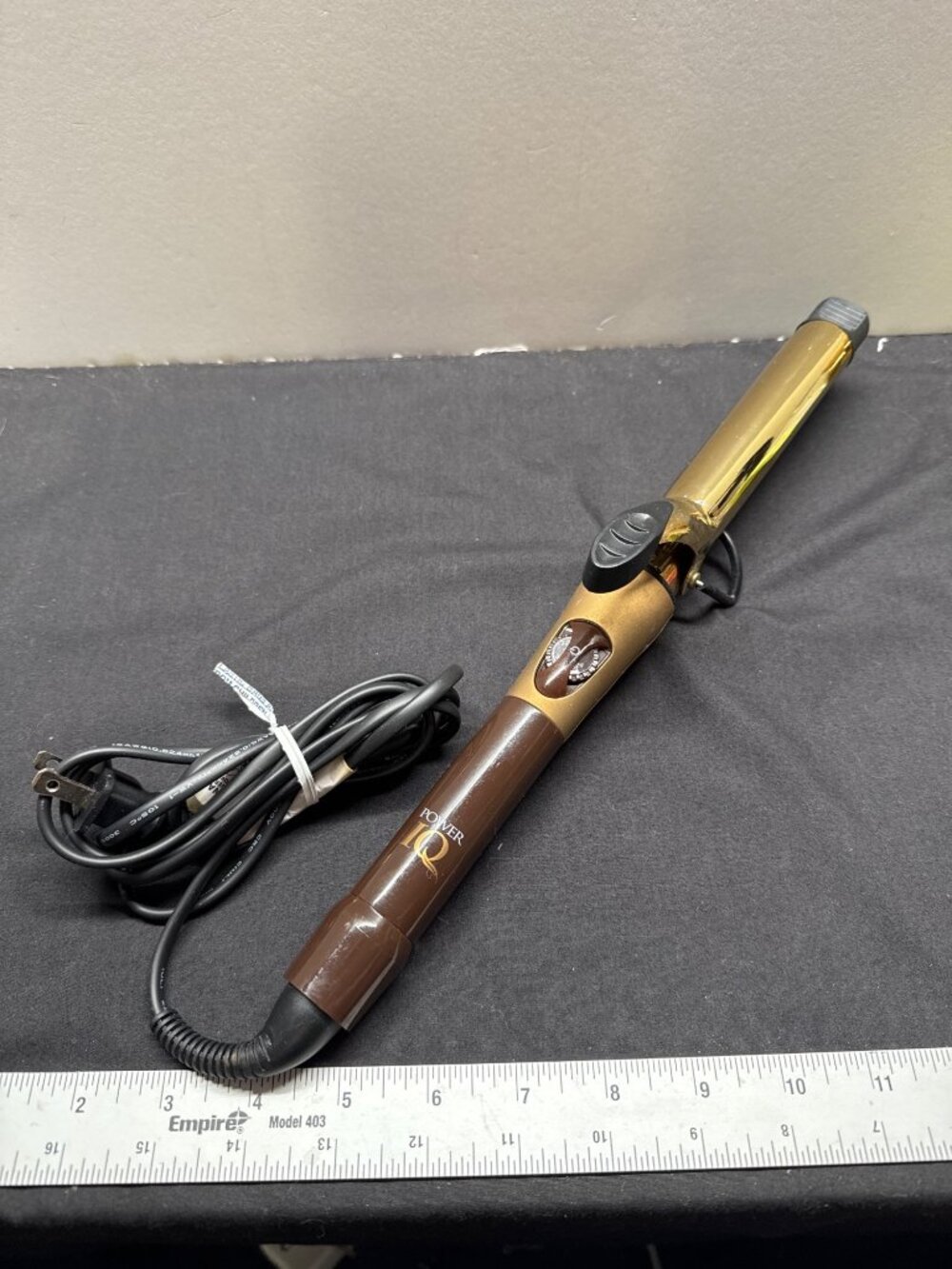 Power IQ Gold & Brown Curling Iron With Adjustable Temperature Dial 330°F-430°F